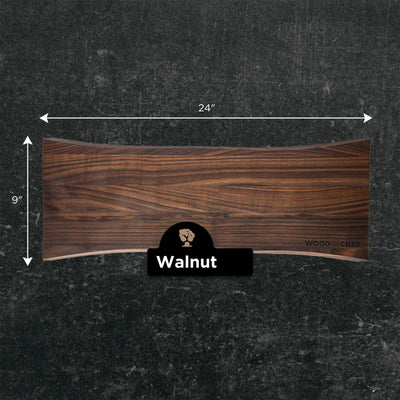 WoodForChef Walnut Live Edge Hardwood Charcuterie Board, 24 x 9 Inches