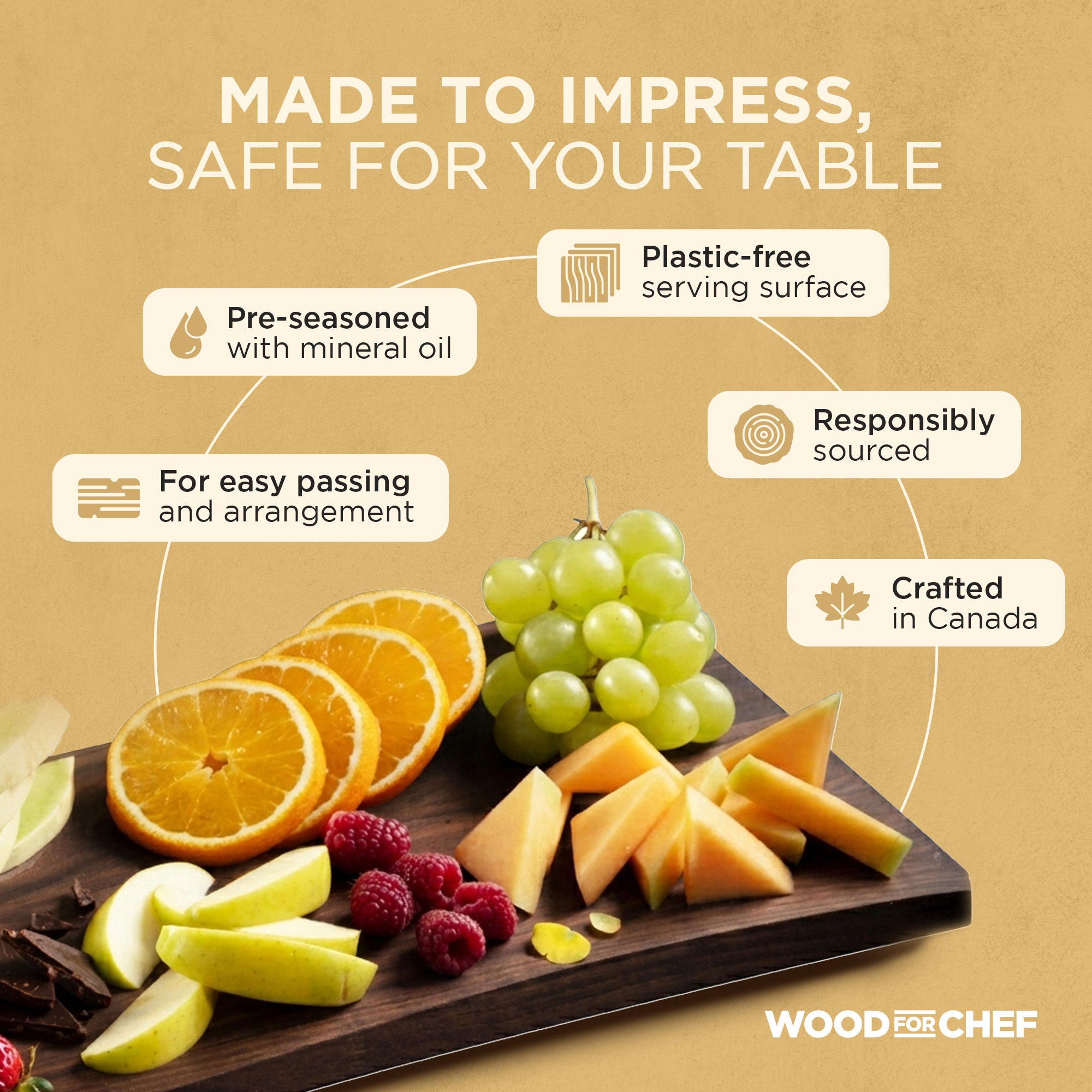 WoodForChef Walnut Live Edge Hardwood Charcuterie Board, 24 x 9 Inches