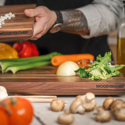 WoodForChef Alto Walnut Wood Cutting Board with Non-Slip Feet, 18" x 16" x 1.5"