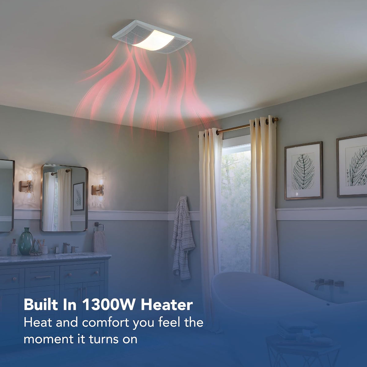 Broan-NuTone BHFLED80 Bathroom Exhaust Fan with LED Light and Heater, (Open Box)