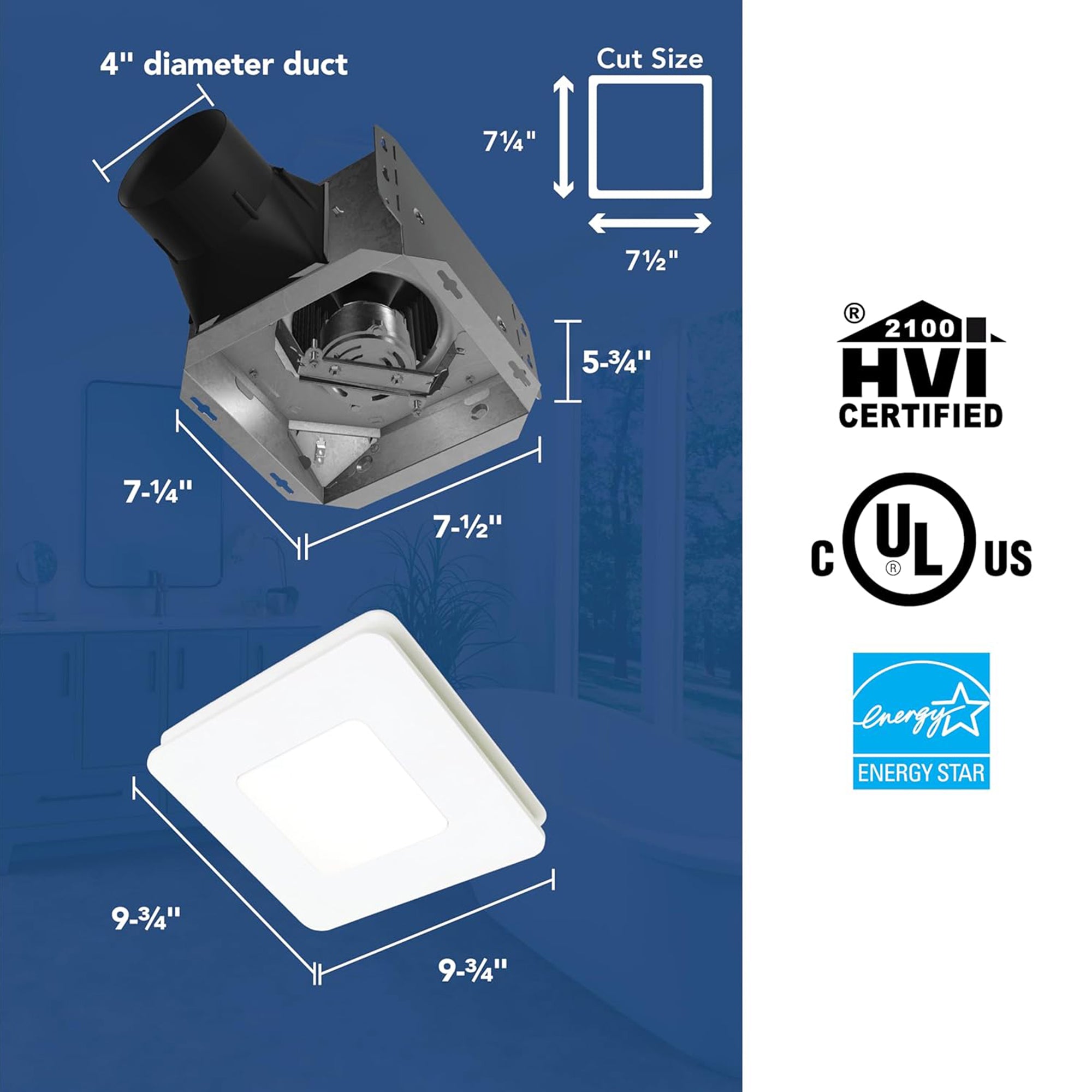 Broan-NuTone Roomside Series Exhaust Fan w LED Light for Bathroom (Open Box)