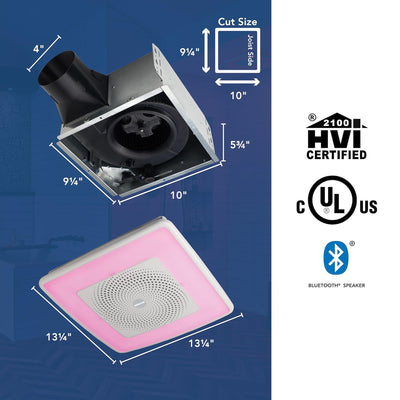 Broan-NuTone SPK110RGBL ChromaComfort Bathroom Exhaust Fan with Light & Speaker