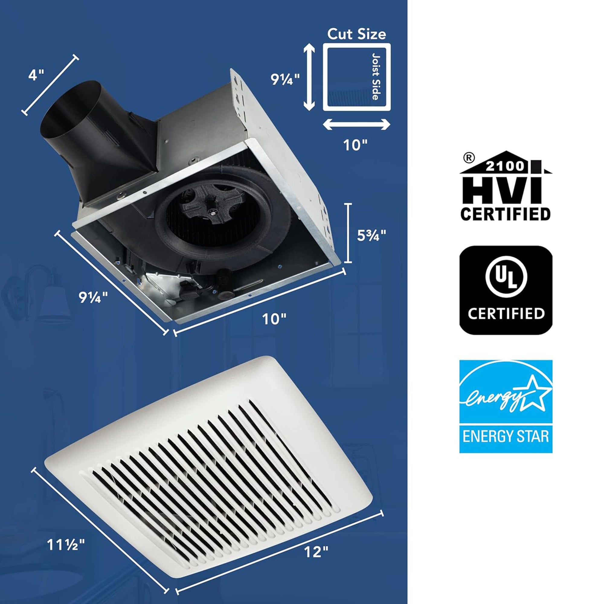 Broan-NuTone AE110 Roomside Exhaust Fan for Bathroom, No Light, 110 CFM, White
