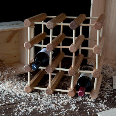 J.K. Adams Ash Wood Modular Wine Rack, Stackable Storage Holder, 12 Bottles - VMInnovations