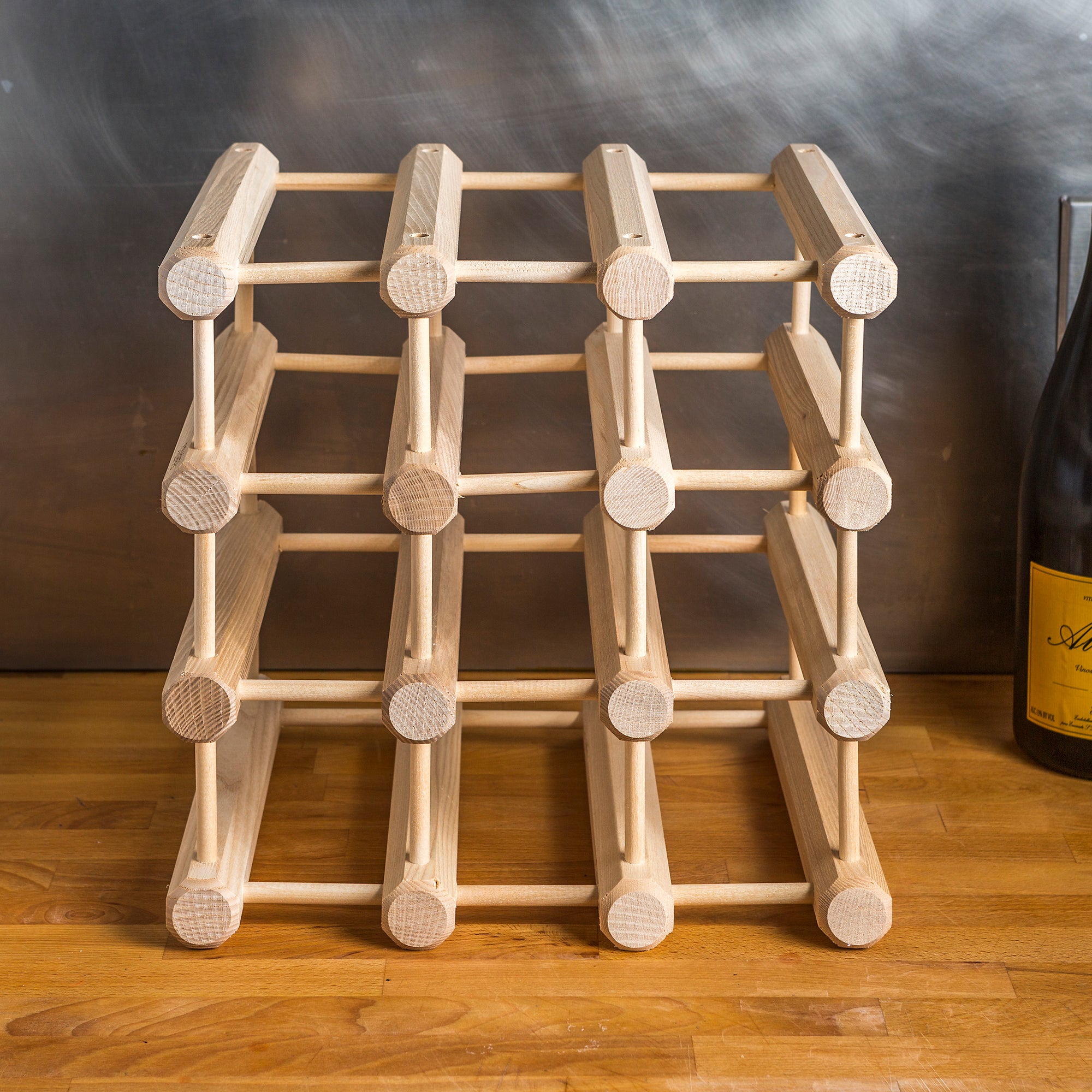 J.K. Adams Ash Wood Modular Wine Rack, Stackable Storage Holder, 12 Bottles - VMInnovations