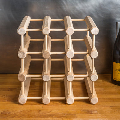 J.K. Adams Ash Wood Modular Wine Rack, Stackable Storage Holder, 12 Bottles - VMInnovations