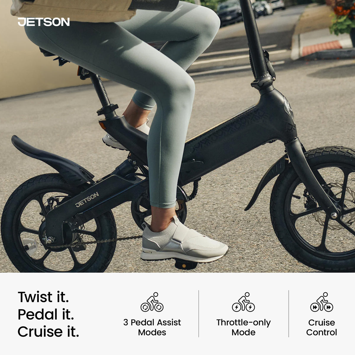 Jetson Haze Foldable Electric Bike with Twist Throttle and 16" Tires, Black - VMInnovations
