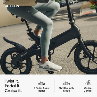 Jetson Haze Foldable Electric Bike with Twist Throttle and 16" Tires, Black - VMInnovations