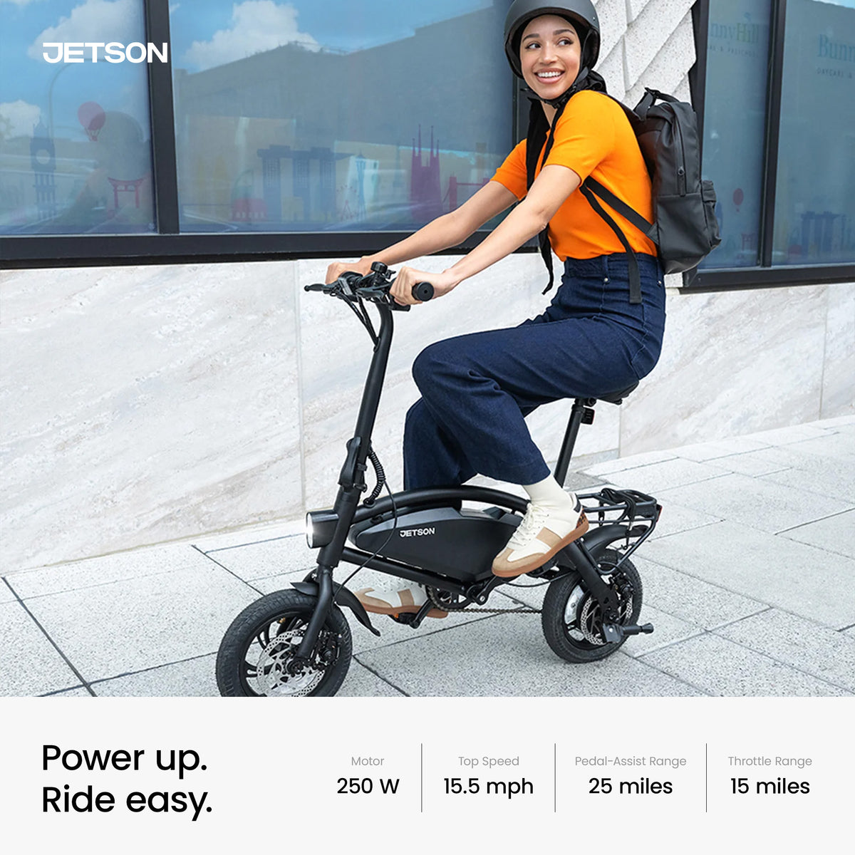 Jetson Axle X Portable Folding Electric Bike with Pneumatic 12" Tires, Black - VMInnovations