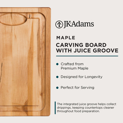 J.K. Adams Farmhouse Maple Carving Cutting Board with Juice Groove, 14" x 20" - VMInnovations