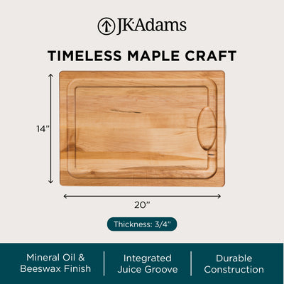 J.K. Adams Farmhouse Maple Carving Cutting Board with Juice Groove, 14" x 20" - VMInnovations