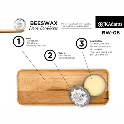 J.K. Adams Bees Wax Conditioner for Wooden Cutting Boards, Salad Bowls and Tools - VMInnovations