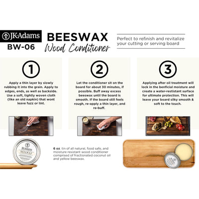 J.K. Adams Bees Wax Conditioner for Wooden Cutting Boards, Salad Bowls and Tools - VMInnovations