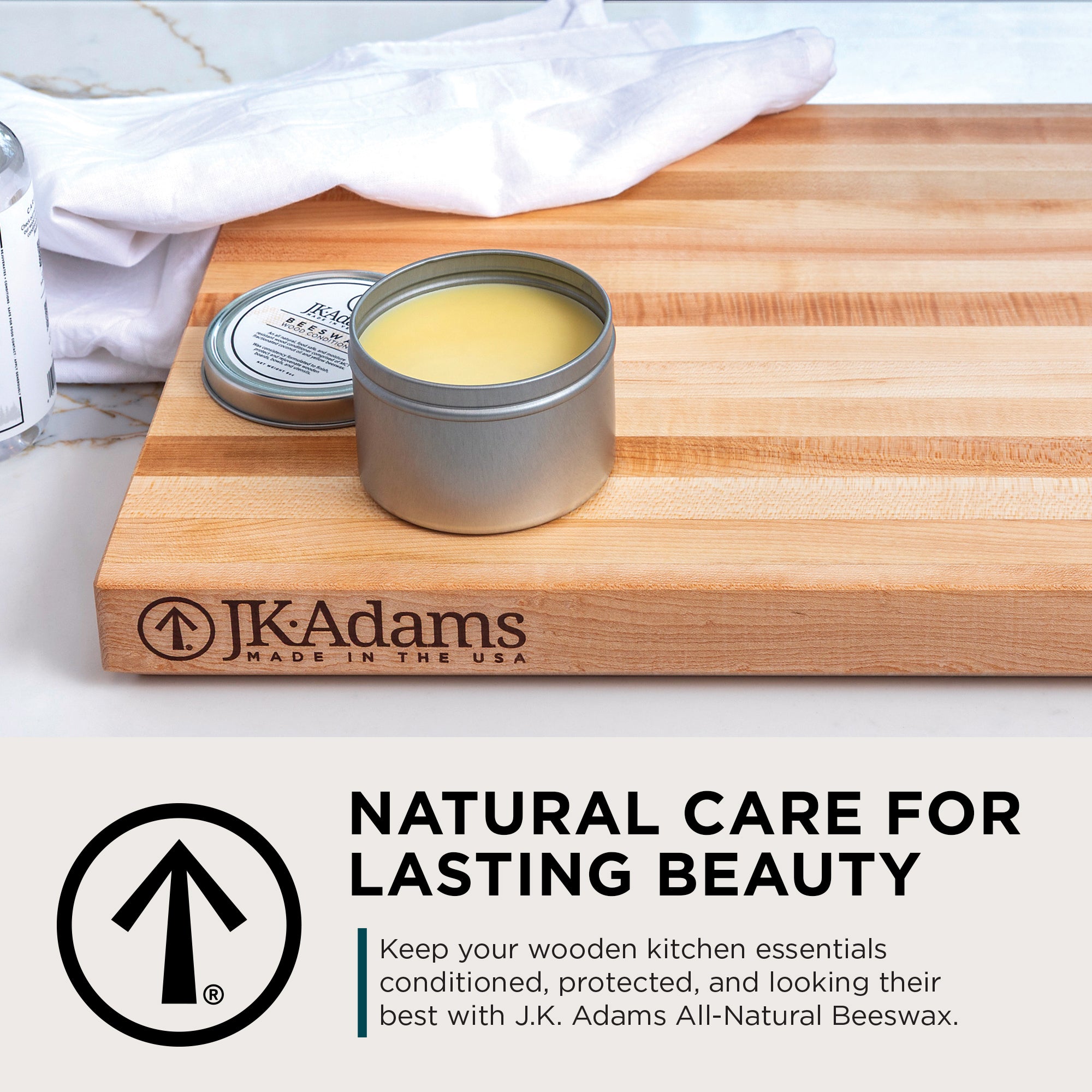 J.K. Adams Bees Wax Conditioner for Cutting Boards and Butcher Block Countertops