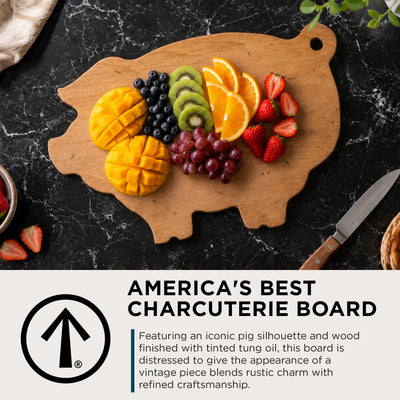 J.K. Adams Pig-Shaped Cutting Board for Cheese and Charcuterie, Maple, 10" x 12" - VMInnovations