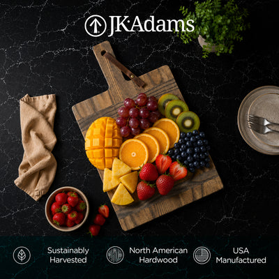 J.K. Adams Ash Artisan Plank, Wooden Serving Board Tray w/ Handle, 15.5" x 8.5" - VMInnovations