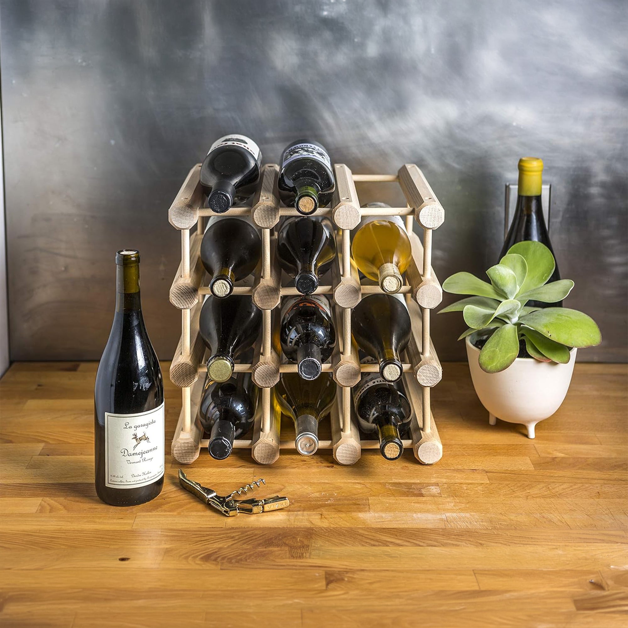 J.K. Adams Ash Wood Modular Wine Rack, Stackable Storage Holder, 40 Bottles - VMInnovations