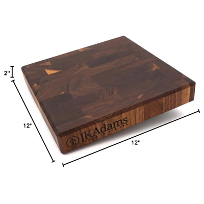 J.K. Adams Professional Series End Grain Cutting Board, Walnut, 12" x 12" x 2" - VMInnovations