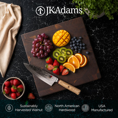 J.K. Adams Professional Series End Grain Cutting Board, Walnut, 12" x 12" x 2"