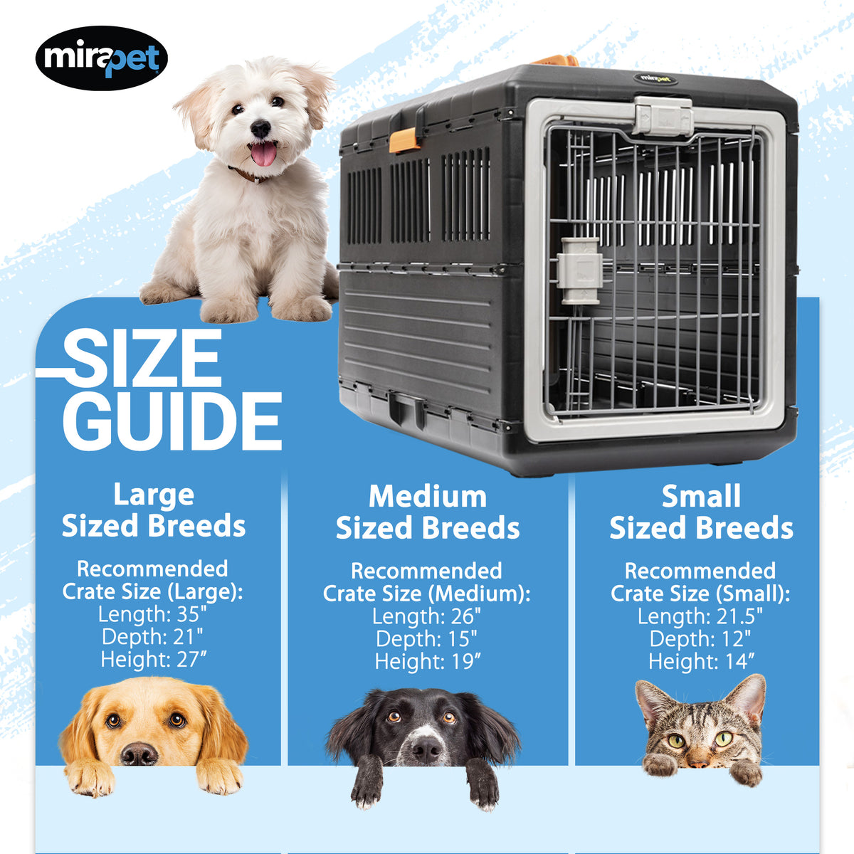 Mirapet Pet Carrier, Collapsible Crate for Large Dogs or Cats, 26", (Used)