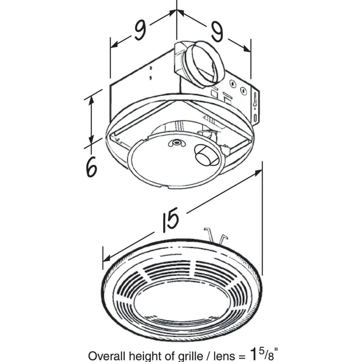 Broan-NuTone 750 Round Bathroom Fan and Light with Glass Lens, 100 CFM, White (Open Box)