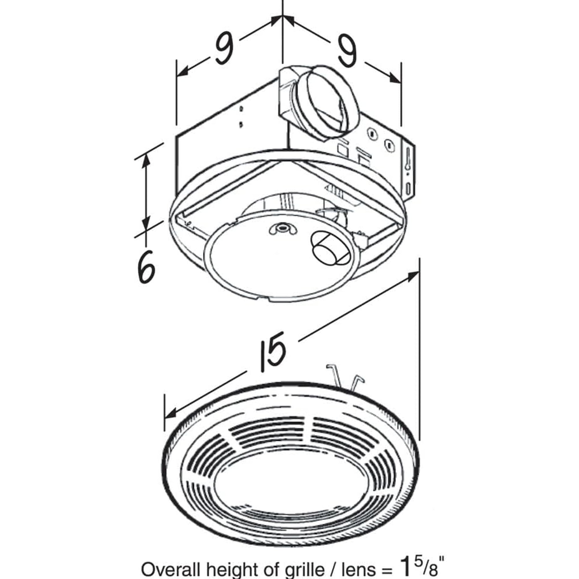 Broan-NuTone 750 Round Bathroom Fan and Light w Glass Lens, 100 CFM (For Parts)