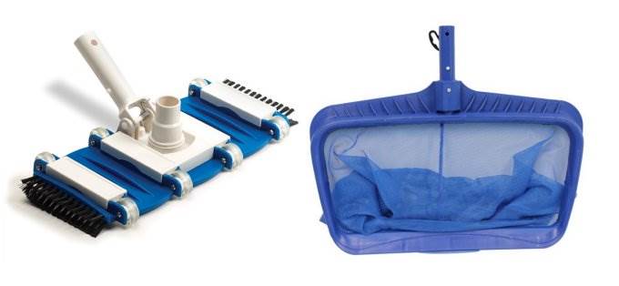Hydrotools 8040 Deep Bag Leaf Rake Swimming Pool Net + 8165 Flexible Vacuum Head - VMInnovations