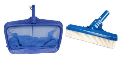 Hydrotools 8040 Deep Bag Leaf Rake Swimming Pool Net + 8235 10" Floor Wall Brush - VMInnovations