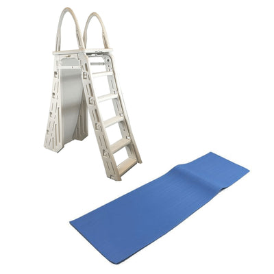 Confer Plastics A-Frame Pool Ladder & Hydrotools by Swimline 9"x24" Ladder Mat - VMInnovations