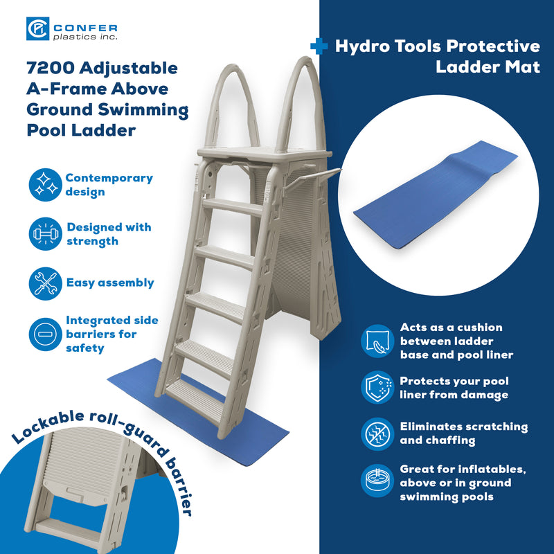Confer Plastics A-Frame Pool Ladder & Hydrotools by Swimline 9"x24" Ladder Mat - VMInnovations