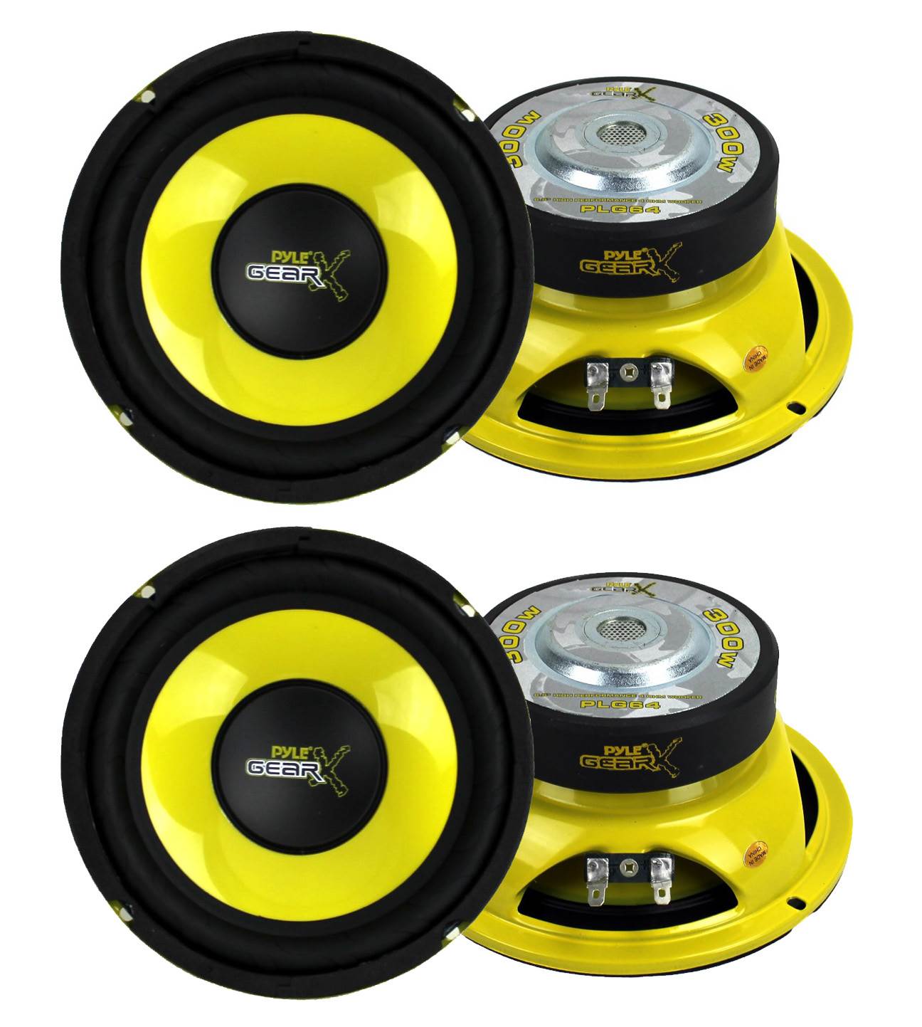 Pyle PLG64 6.5" 1200W Car Audio Mid Bass/Midrange Subwoofer Speaker Set, 2 Pair - VMInnovations