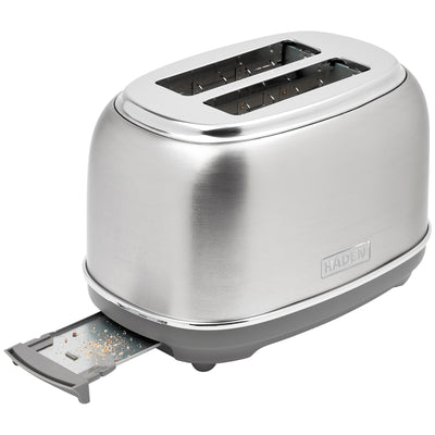 Haden Heritage 2-Slice Wide-Slot Toaster w/ Crumb Tray, Stainless Steel/Chrome