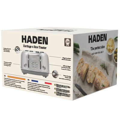 Haden Heritage 4-Slice Wide-Slot Toaster w/ Crumb Trays, Stainless Steel/Chrome