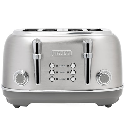 Haden Heritage 4-Slice Wide-Slot Toaster w/ Crumb Trays, Stainless Steel/Chrome