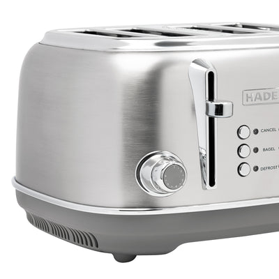 Haden Heritage 4-Slice Wide-Slot Toaster w/ Crumb Trays, Stainless Steel/Chrome - VMInnovations