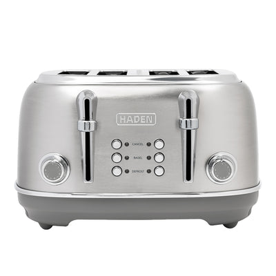 Haden Heritage 4-Slice Wide-Slot Toaster w/ Crumb Trays, Stainless Steel/Chrome - VMInnovations
