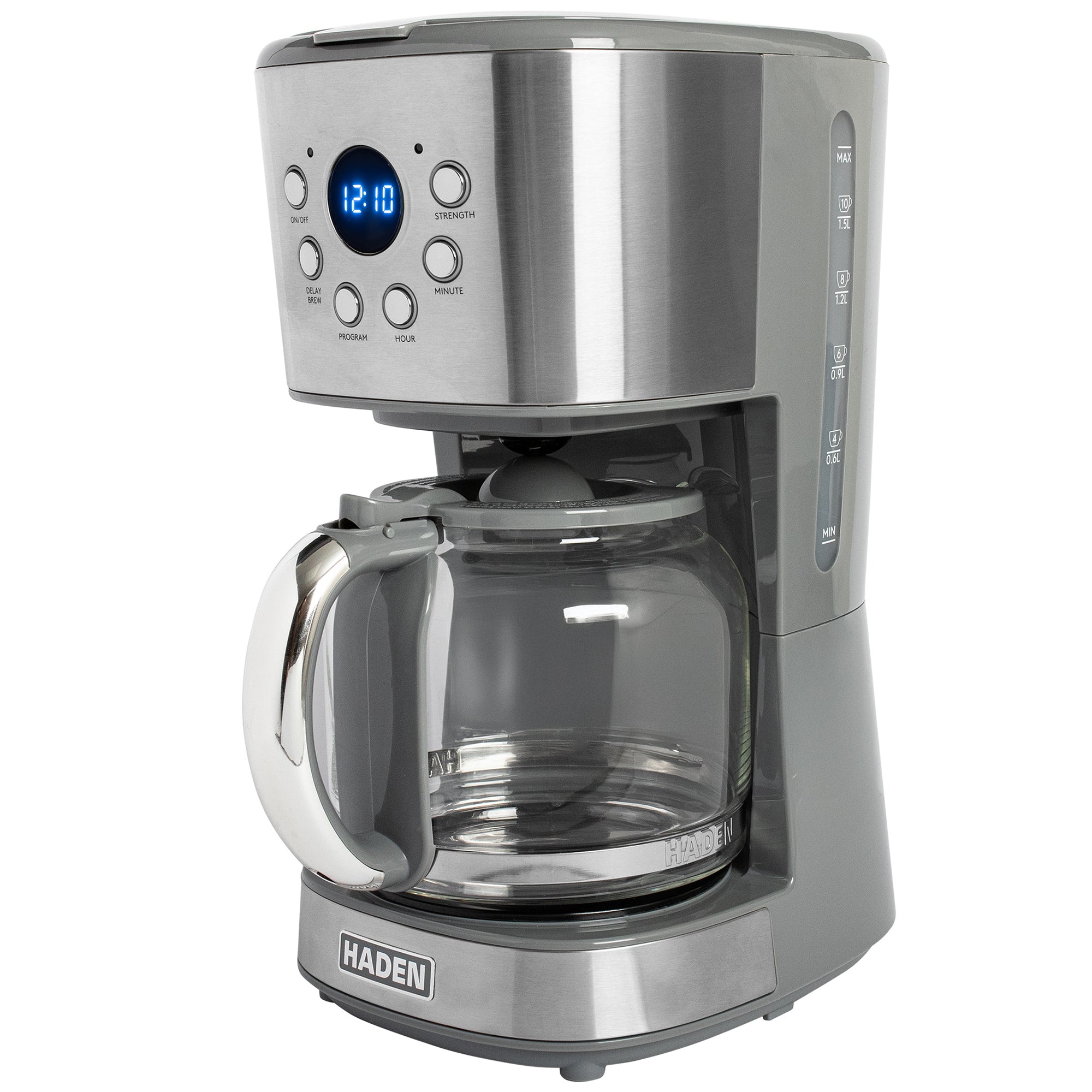Haden 12 Cup Programmable Drip Coffee Maker with Timer, Stainless Steel/Chrome