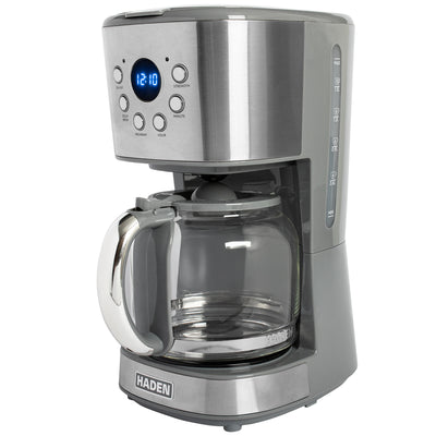 Haden 12 Cup Programmable Drip Coffee Maker with Timer, Stainless Steel/Chrome