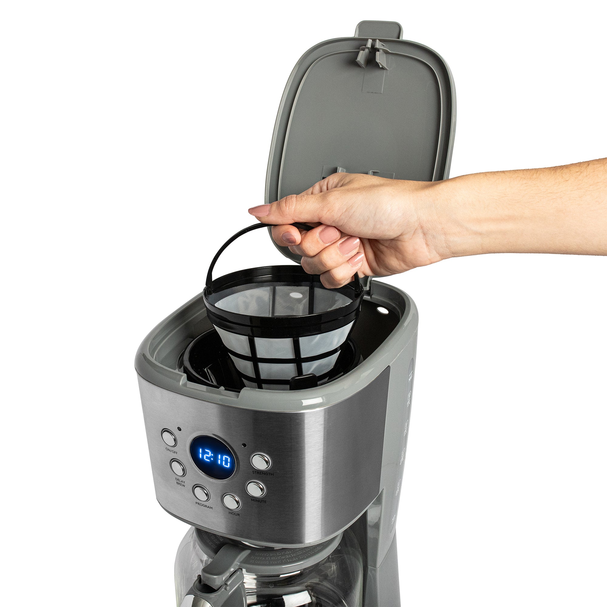 Haden 12 Cup Programmable Drip Coffee Maker with Timer, Stainless Steel/Chrome