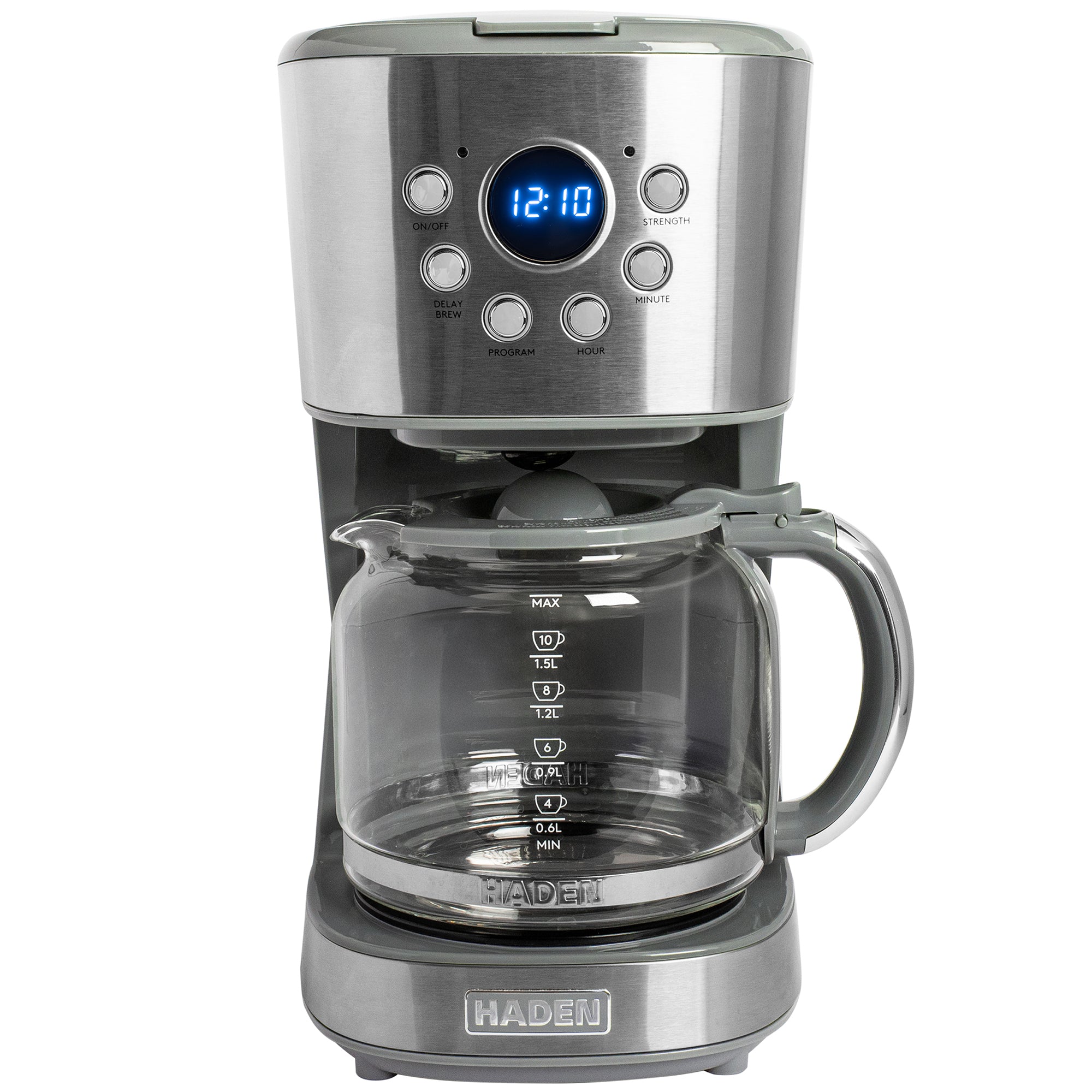 Haden 12 Cup Programmable Drip Coffee Maker with Timer, Stainless Steel/Chrome