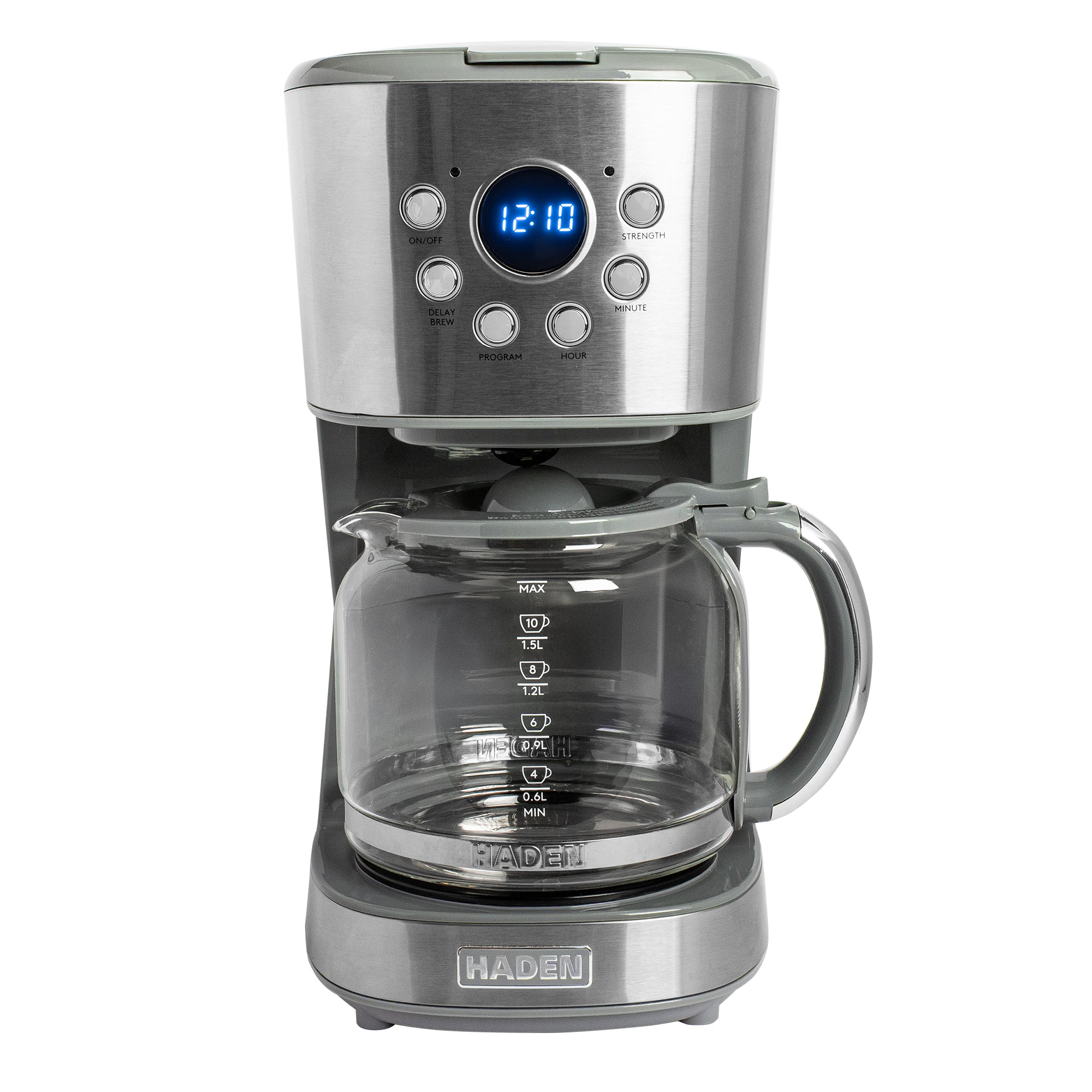 Haden 12 Cup Programmable Drip Coffee Maker with Timer, Stainless Steel/Chrome - VMInnovations