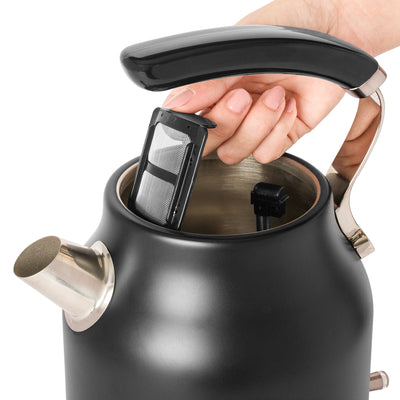 Haden Dorset 1.7L Cordless Electric Tea Kettle with Auto Shut-Off, Black/Pewter - VMInnovations
