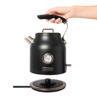 Haden Dorset 1.7L Cordless Electric Tea Kettle with Auto Shut-Off, Black/Pewter