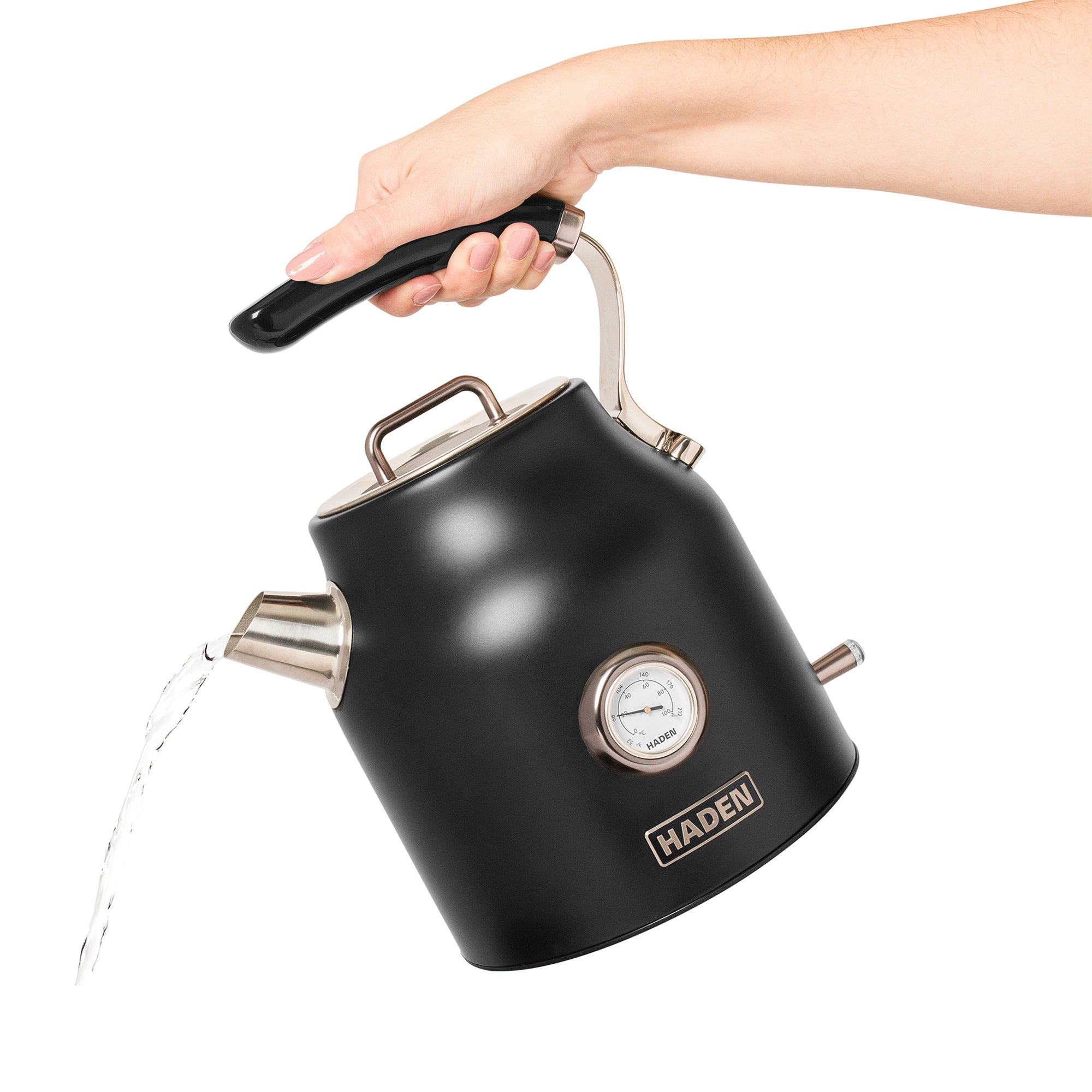 Haden Dorset 1.7L Cordless Electric Tea Kettle with Auto Shut-Off, Black/Pewter