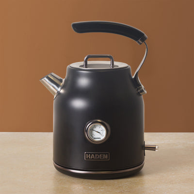 Haden Dorset 1.7L Cordless Electric Tea Kettle with Auto Shut-Off, Black/Pewter