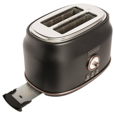 Haden Dorset 2-Slice Wide-Slot Stainless Steel Bread Toaster, Black and Pewter