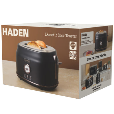 Haden Dorset 2-Slice Wide-Slot Stainless Steel Bread Toaster, Black and Pewter