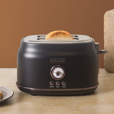 Haden Dorset 2-Slice Wide-Slot Stainless Steel Bread Toaster, Black and Pewter