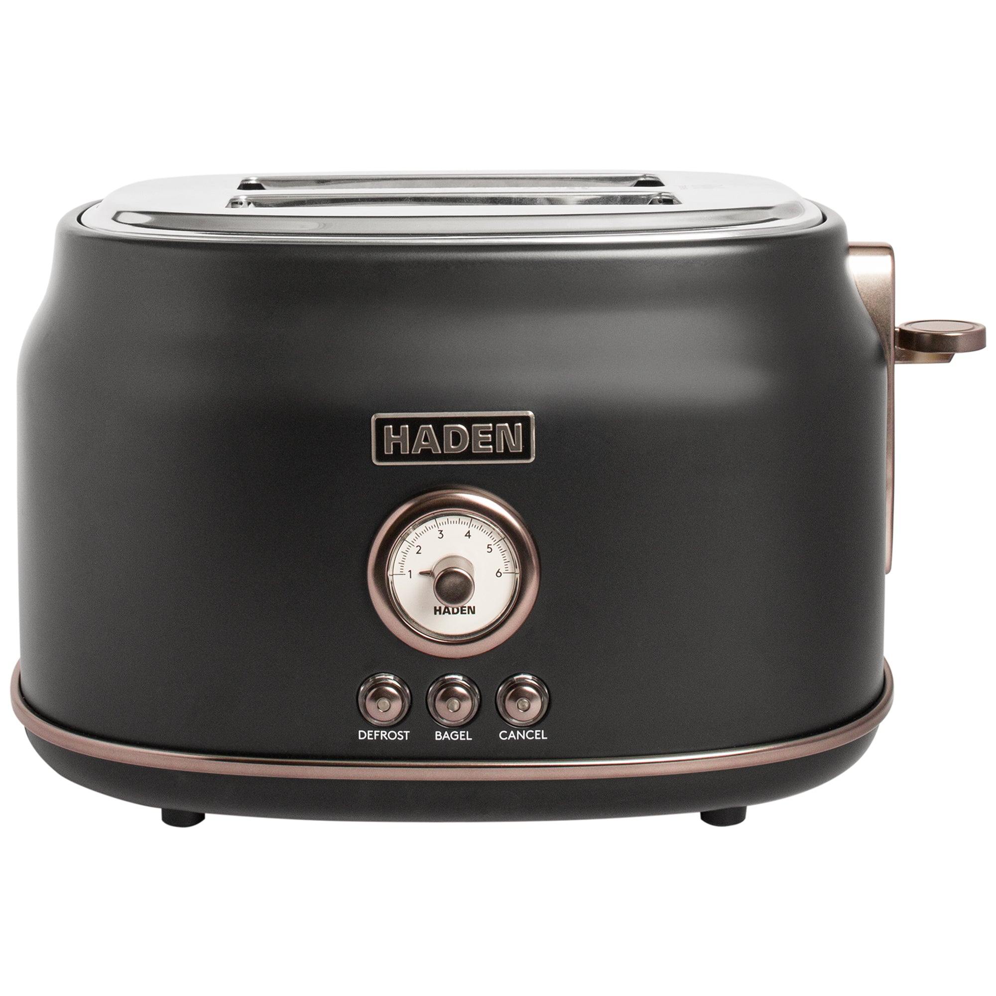 Haden Dorset 2-Slice Wide-Slot Stainless Steel Bread Toaster, Black and Pewter