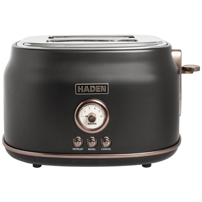 Haden Dorset 2-Slice Wide-Slot Stainless Steel Bread Toaster, Black and Pewter